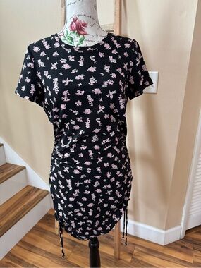 PINK Victoria's Secret Black Dress with Pink Floral Print